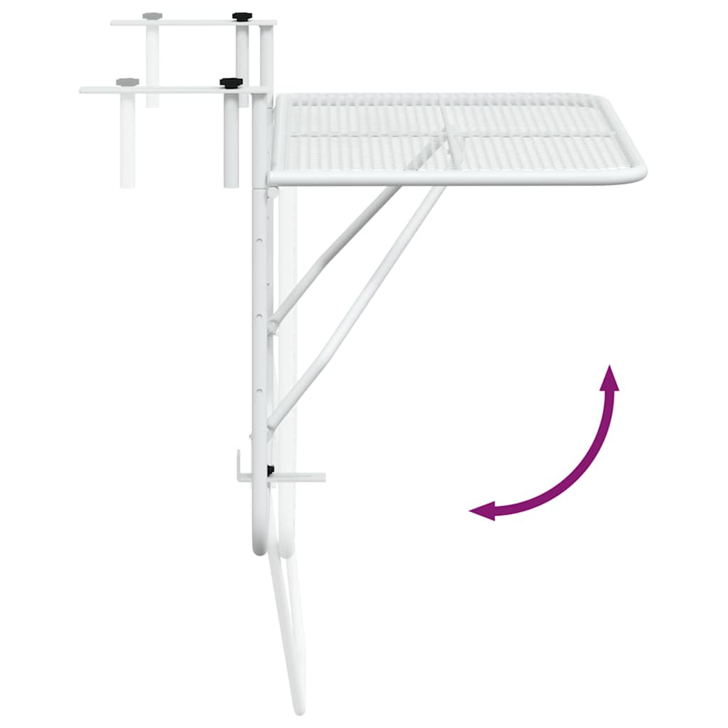340916 vidaXL Balcony Table White 60x40 cm Steel