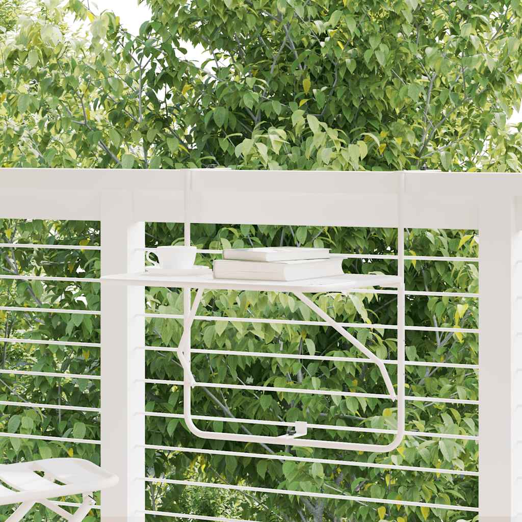 Balcony Table White 60x40 cm Steel