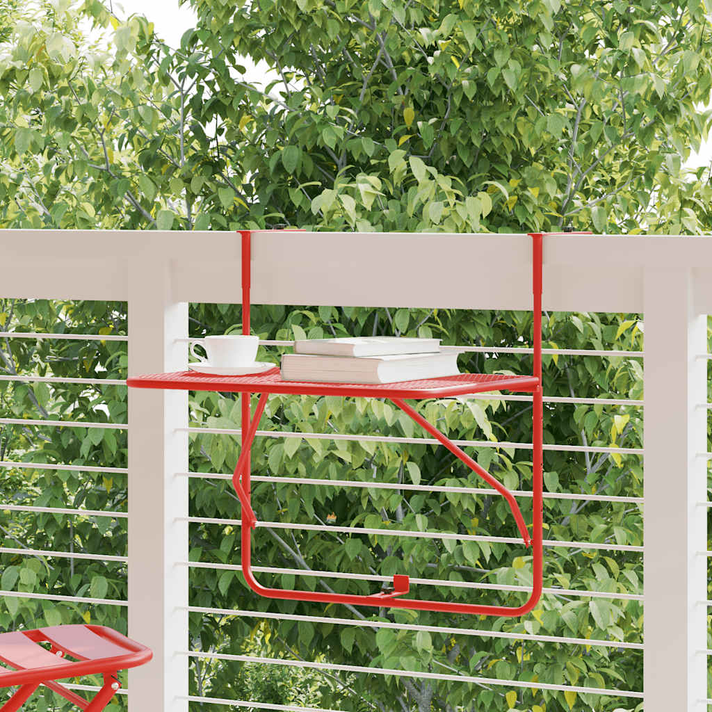 Balcony Table Red 60x40 cm Steel