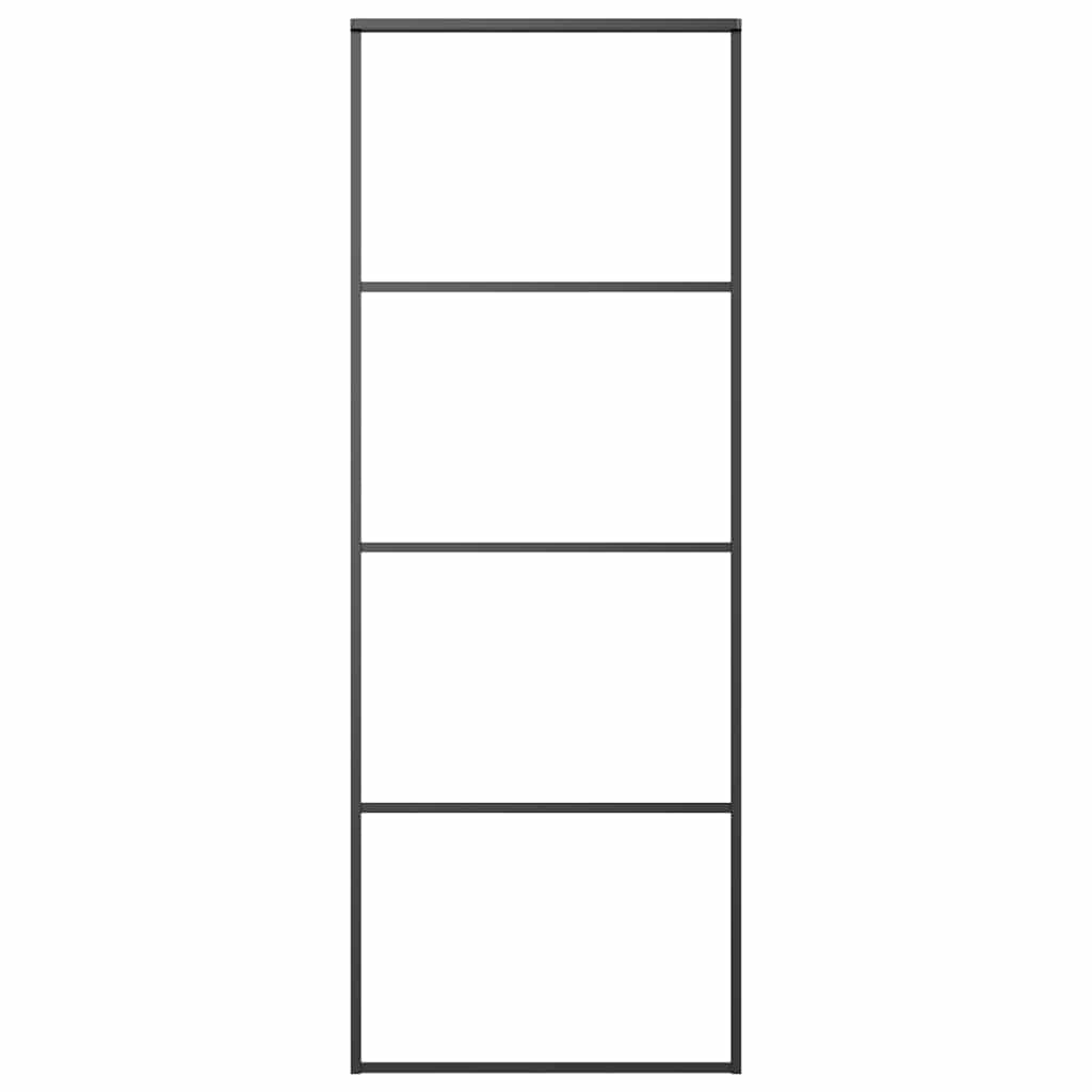 151655 vidaXL Sliding Door Frosted ESG Glass and Aluminium 76x205 cm Black