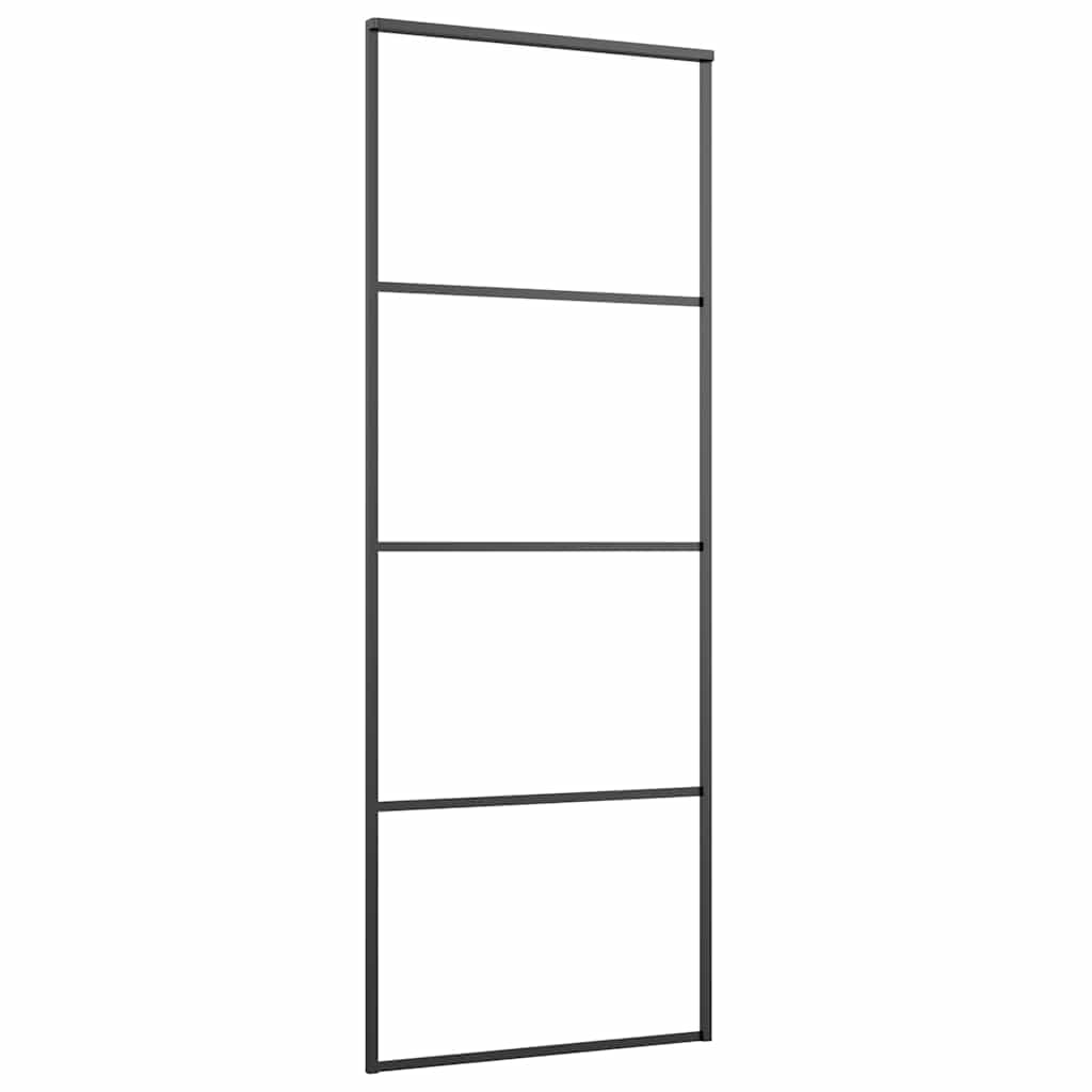151655 vidaXL Sliding Door Frosted ESG Glass and Aluminium 76x205 cm Black