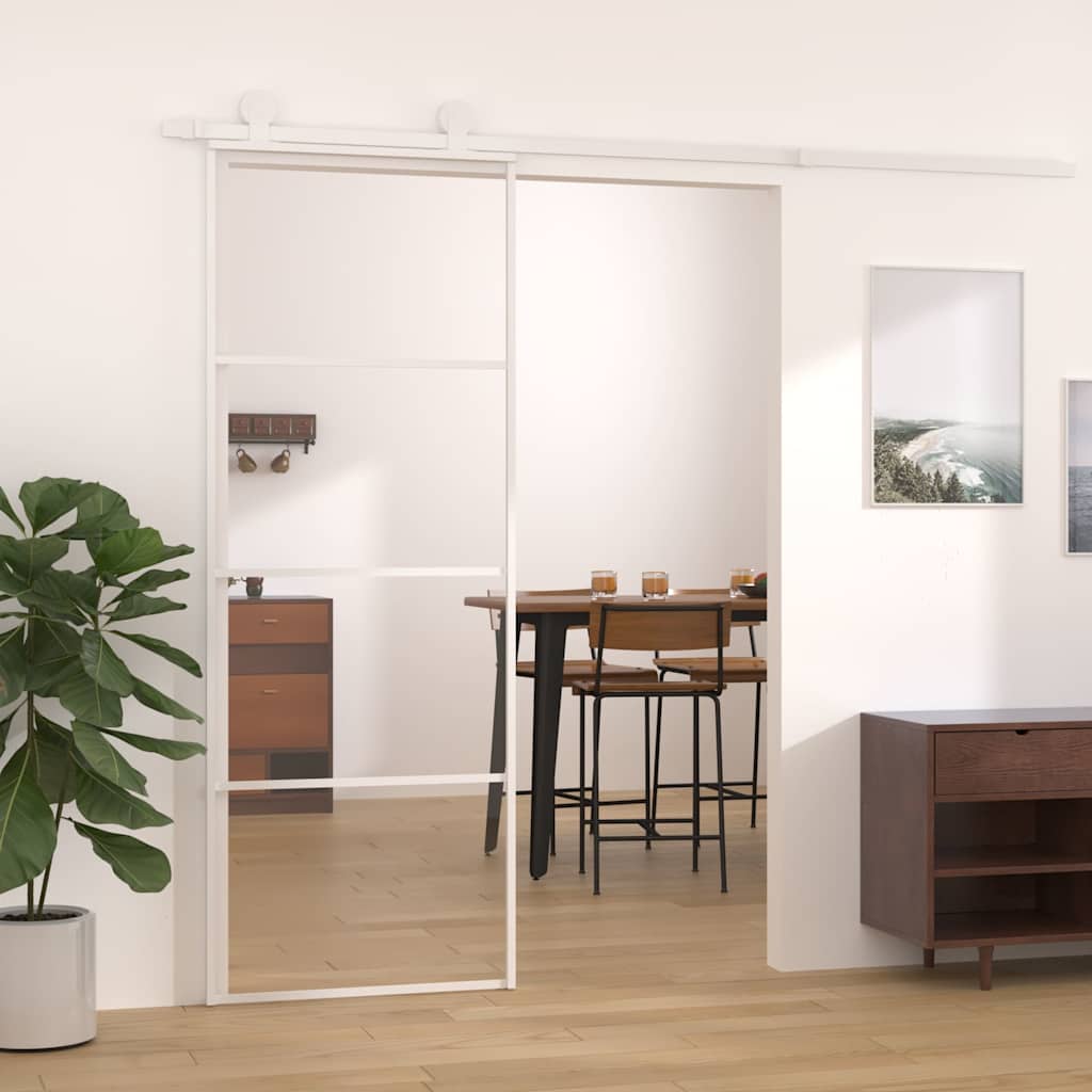 151656 vidaXL Sliding Door ESG Glass and Aluminium 76x205 cm White