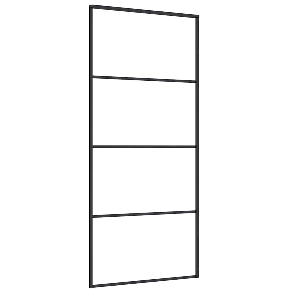 151659 vidaXL Sliding Door Frosted ESG Glass and Aluminium 90x205 cm Black
