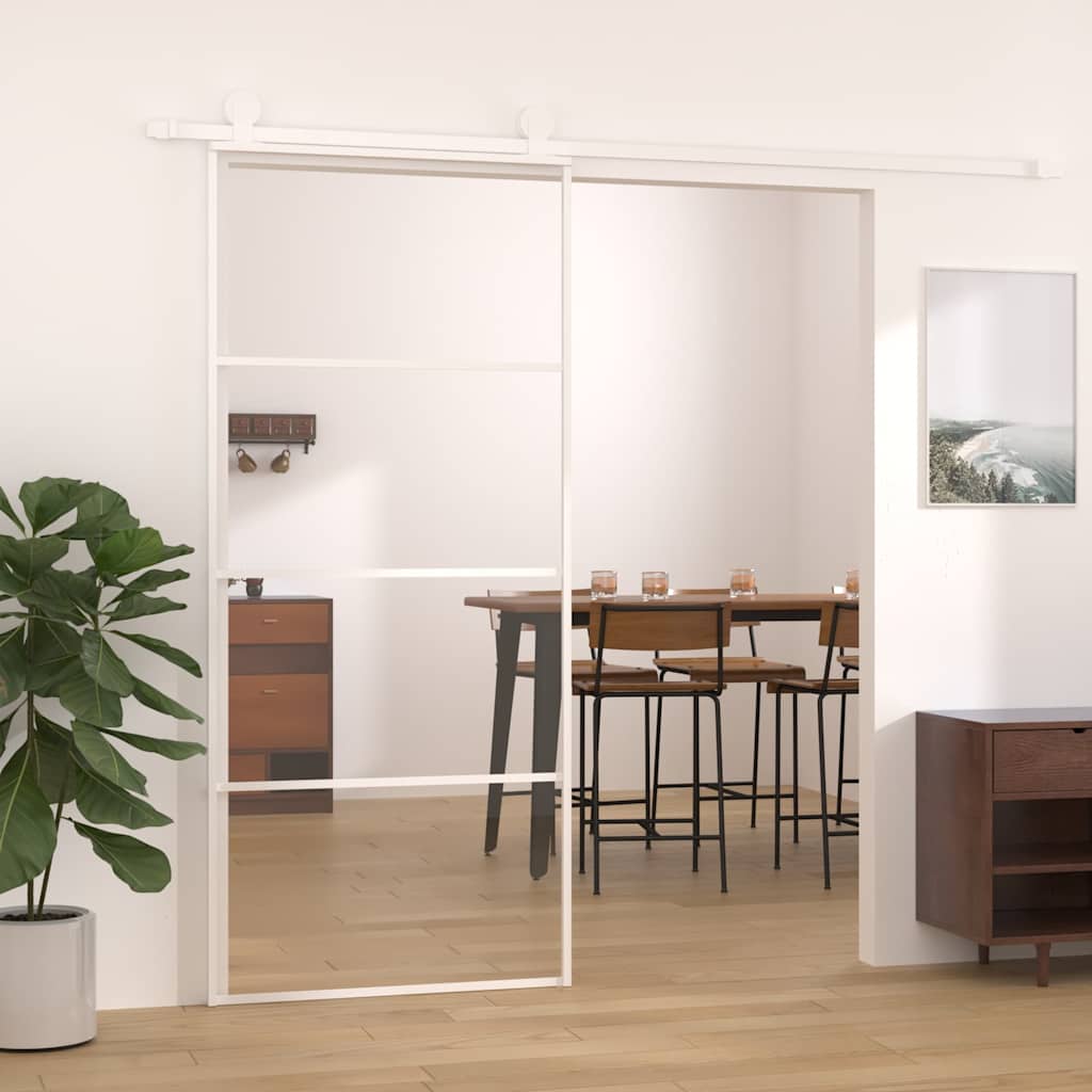 151660 vidaXL Sliding Door ESG Glass and Aluminium 90x205 cm White