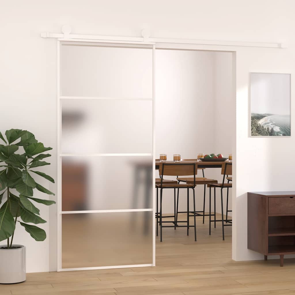 151661 vidaXL Sliding Door Frosted ESG Glass and Aluminium 90x205 cm White