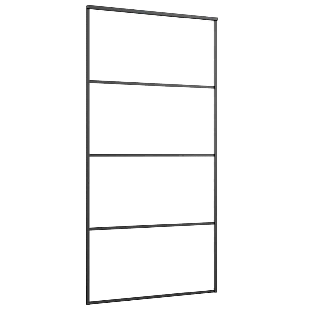 151663 vidaXL Sliding Door Frosted ESG Glass and Aluminium 102,5x205 cm Black