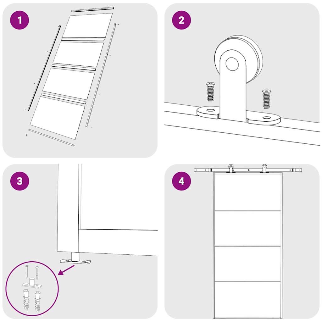 151664 vidaXL Sliding Door ESG Glass and Aluminium 102,5x205 cm White