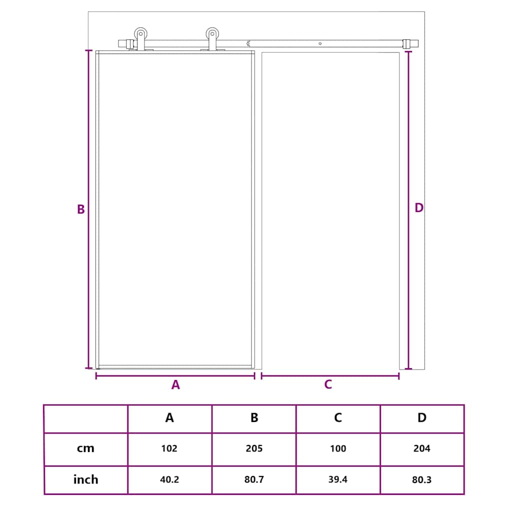 151664 vidaXL Sliding Door ESG Glass and Aluminium 102,5x205 cm White