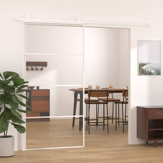151664 vidaXL Sliding Door ESG Glass and Aluminium 102,5x205 cm White