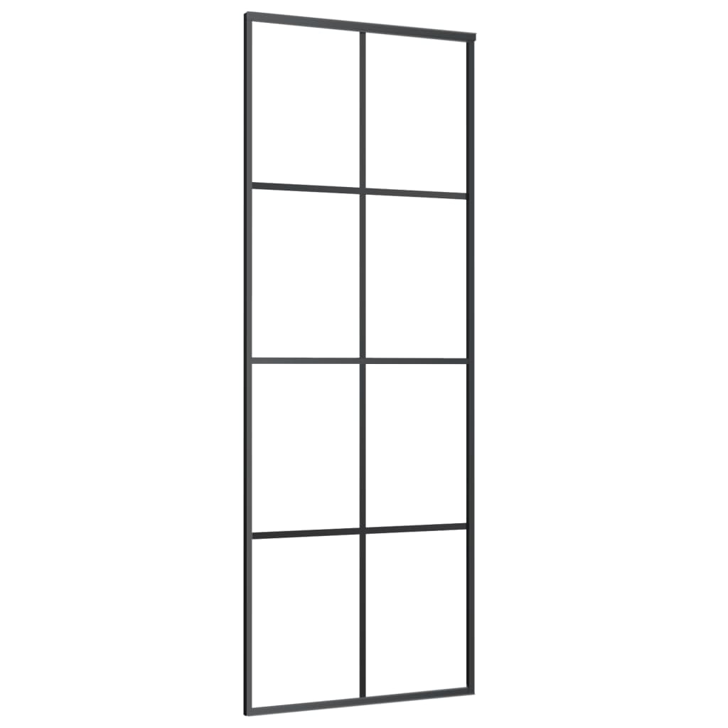 vidaXL Sliding Door Black 76x205 cm ESG Glass and Aluminium