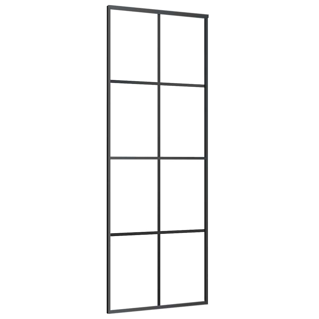 151666 vidaXL Sliding Door Black 76x205 cm ESG Glass and Aluminium