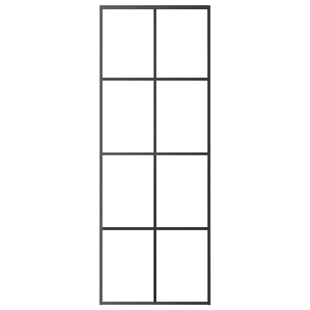 151666 vidaXL Sliding Door Black 76x205 cm ESG Glass and Aluminium
