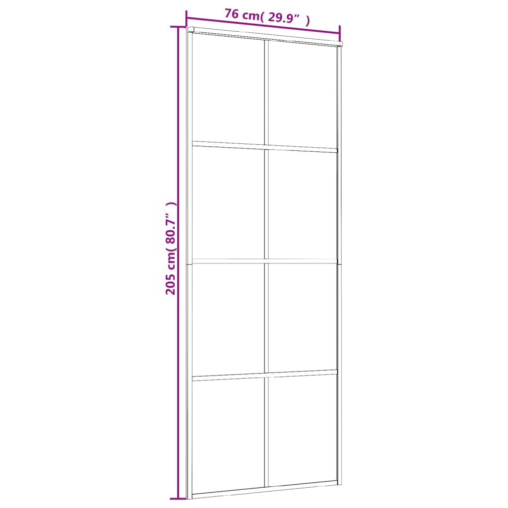 vidaXL Sliding Door Black 76x205 cm ESG Glass and Aluminium