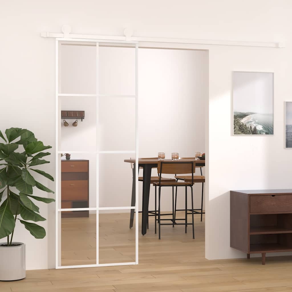 Sliding Door ESG Glass and Aluminium 76x205 cm White