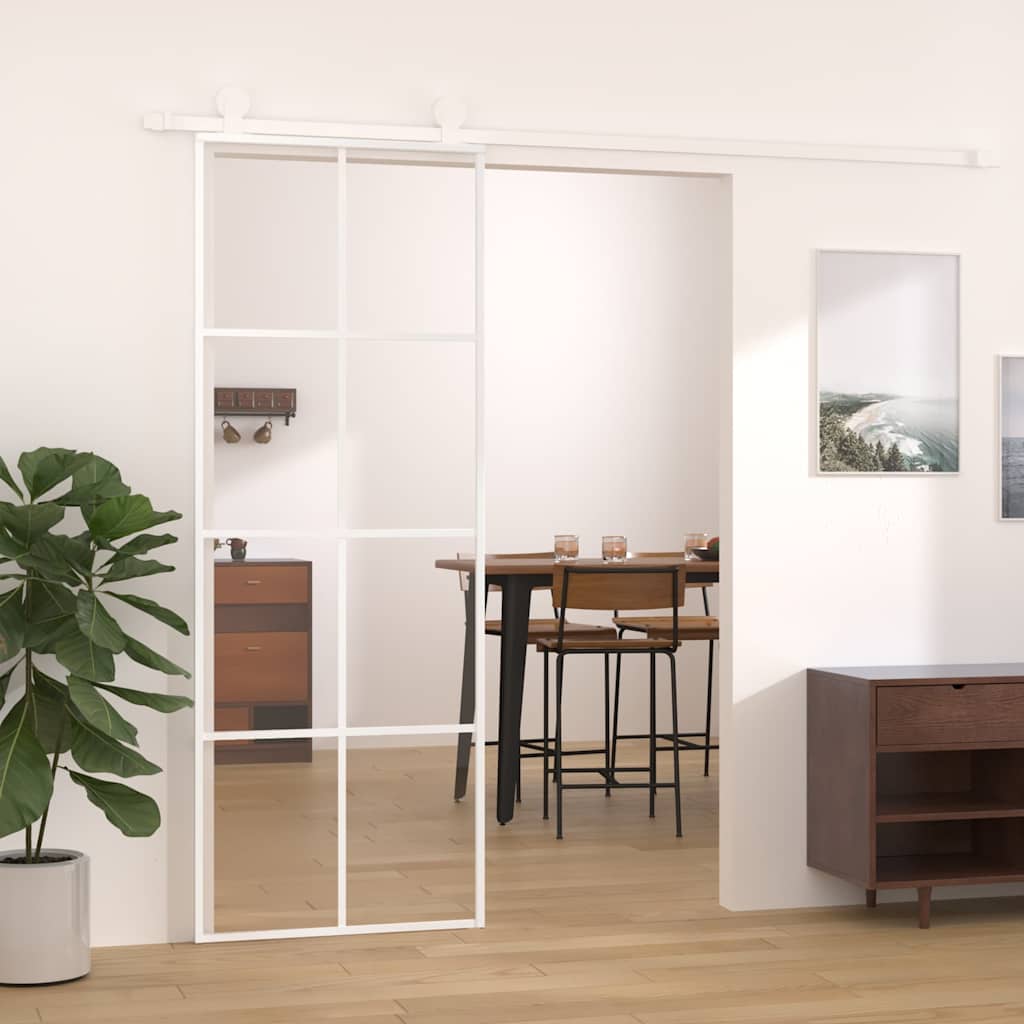 151668 vidaXL Sliding Door ESG Glass and Aluminium 76x205 cm White