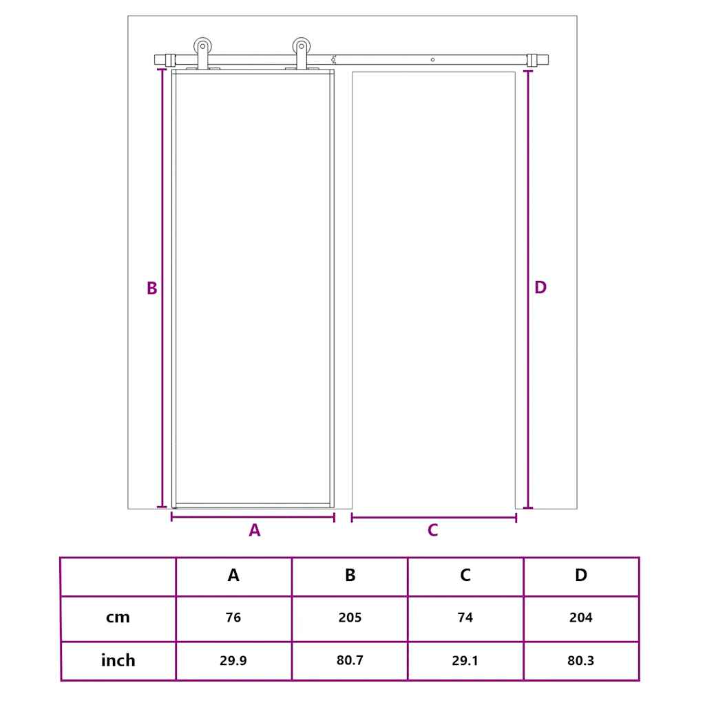 Sliding Door Frosted ESG Glass and Aluminium 76x205 cm White