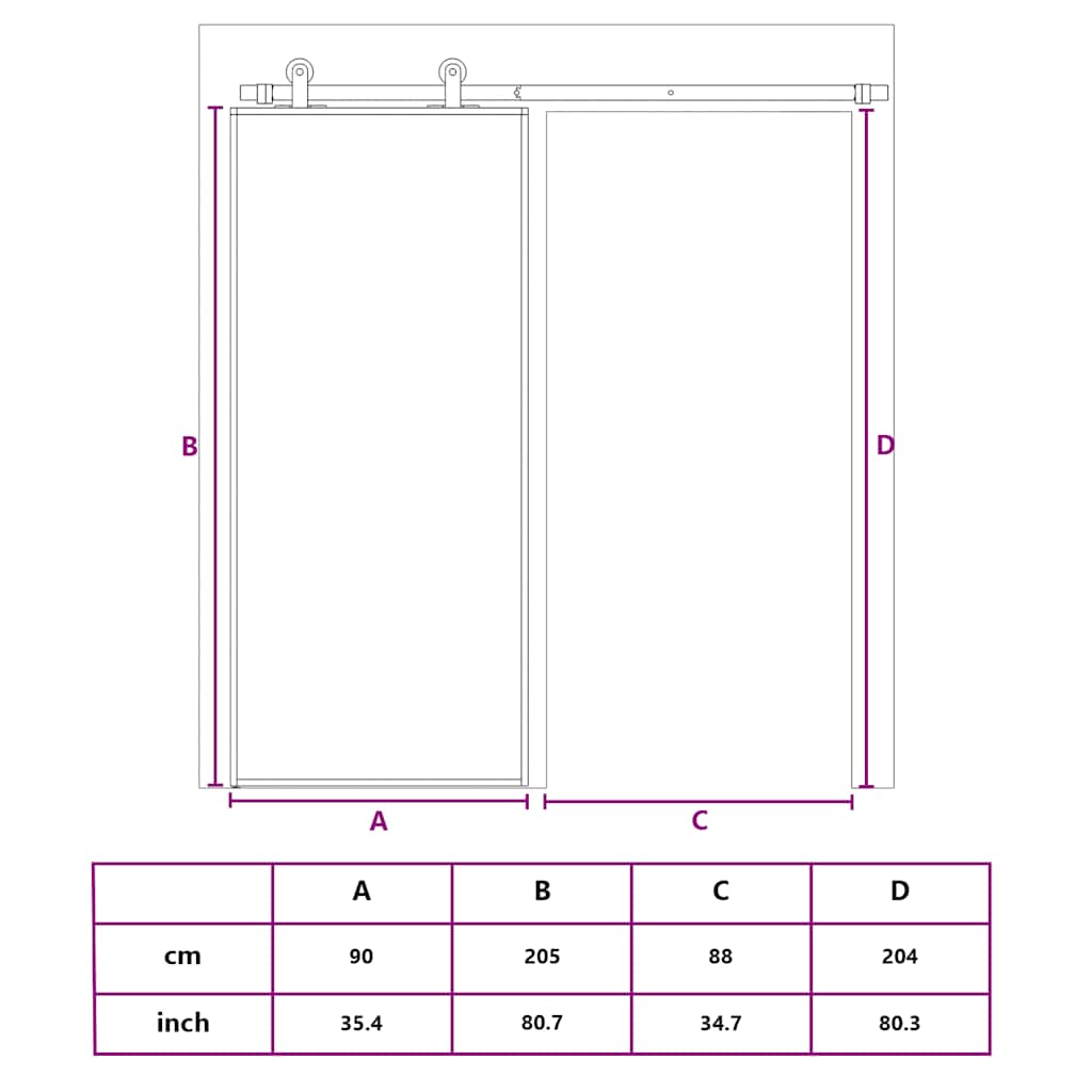 Sliding Door Frosted ESG Glass and Aluminium 90x205 cm White
