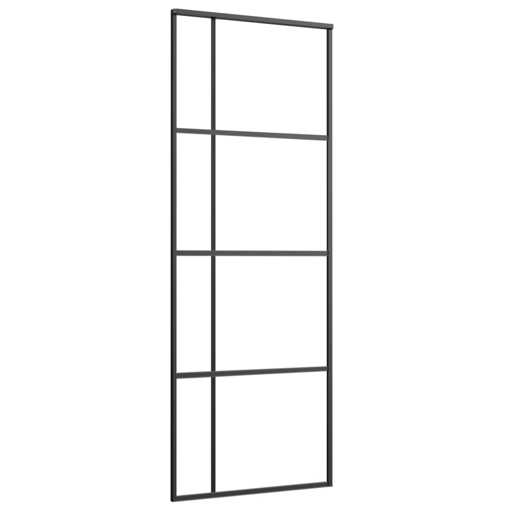 vidaXL Sliding Door ESG Glass and Aluminium 76x205 cm Black