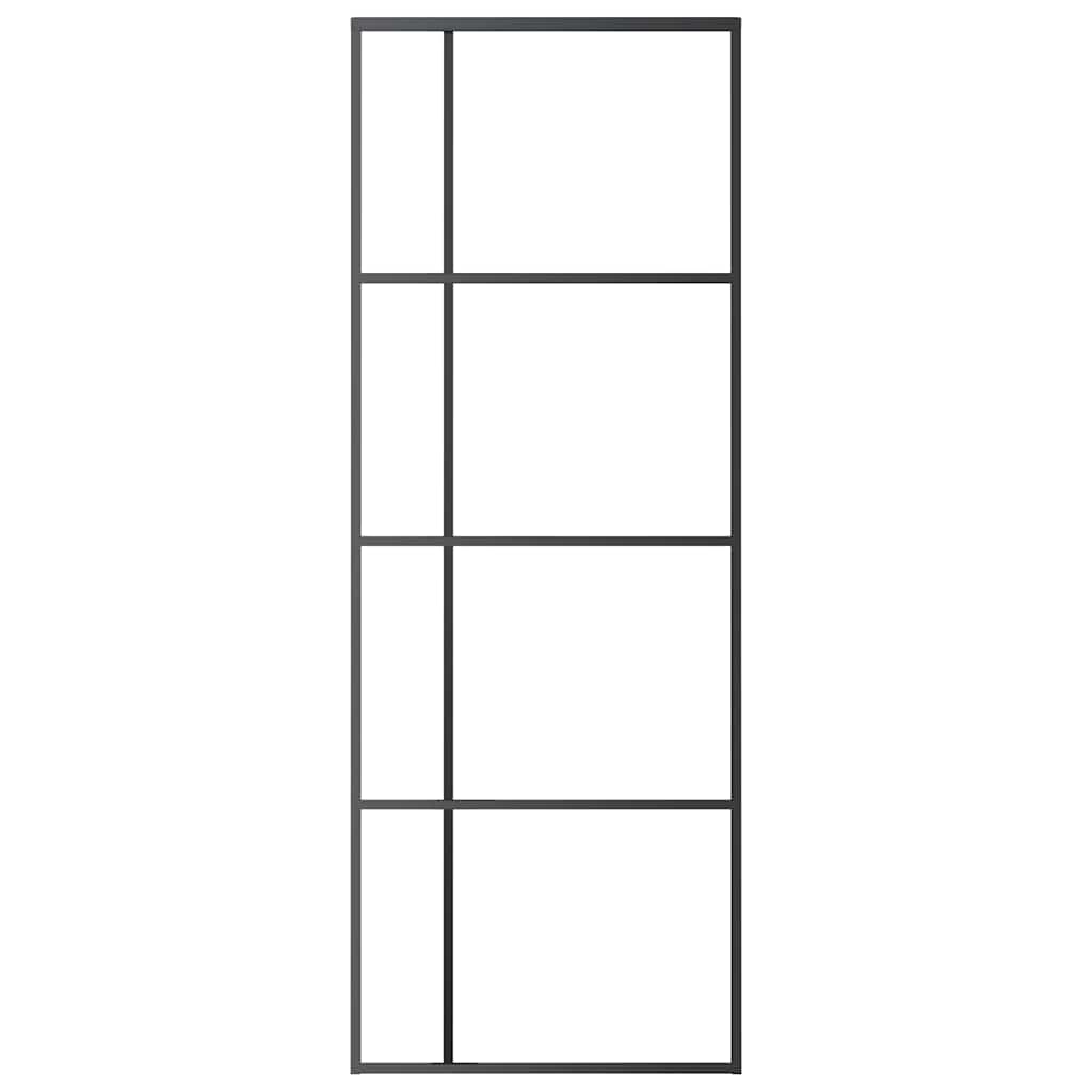 151678 vidaXL Sliding Door ESG Glass and Aluminium 76x205 cm Black