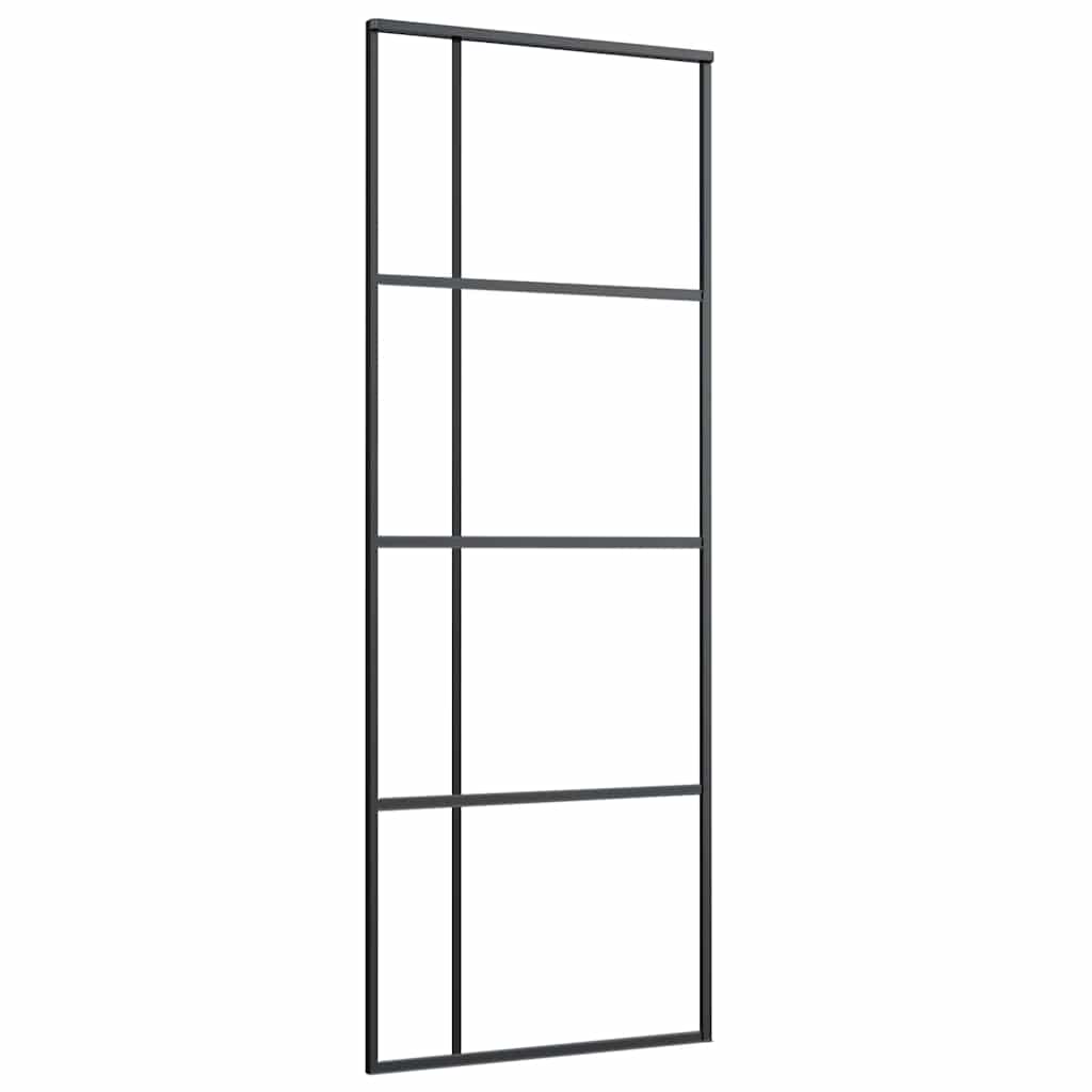 151679 vidaXL Sliding Door Frosted ESG Glass and Aluminium 76x205 cm Black