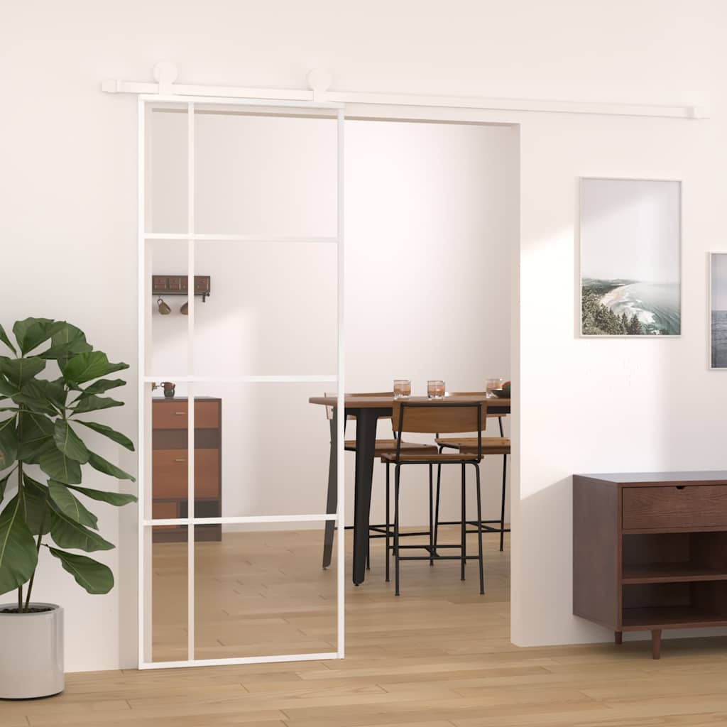 151680 vidaXL Sliding Door ESG Glass and Aluminium 76x205 cm White
