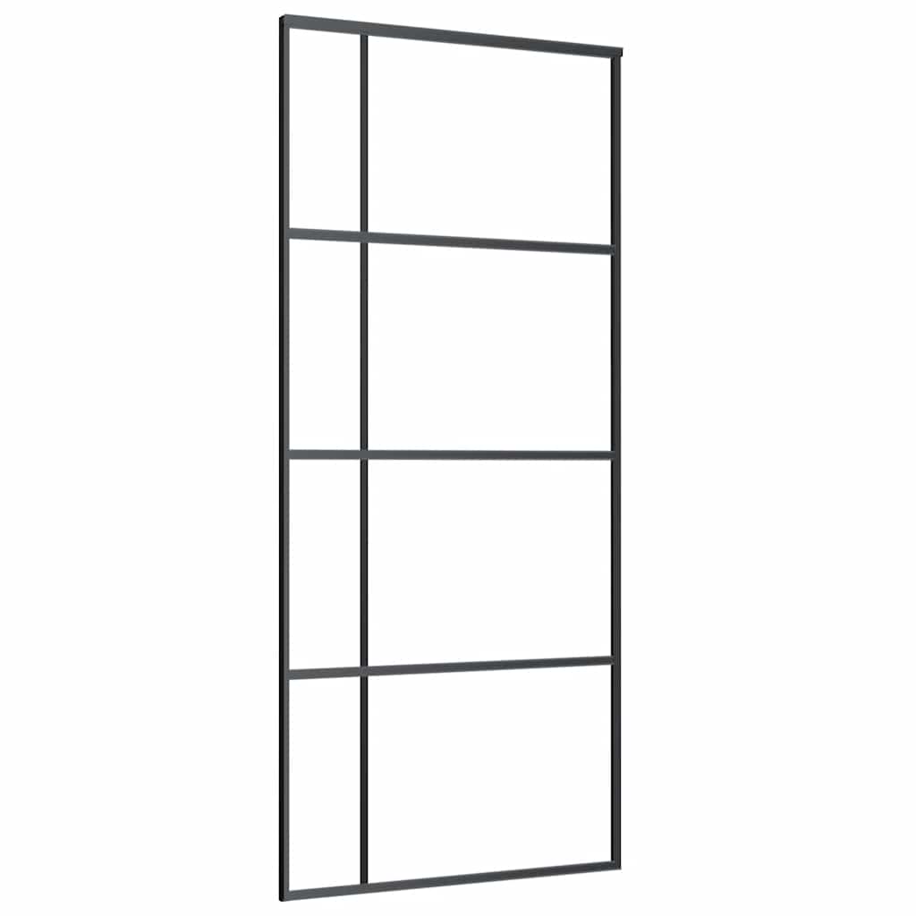 Sliding Door ESG Glass and Aluminium 90x205 cm Black