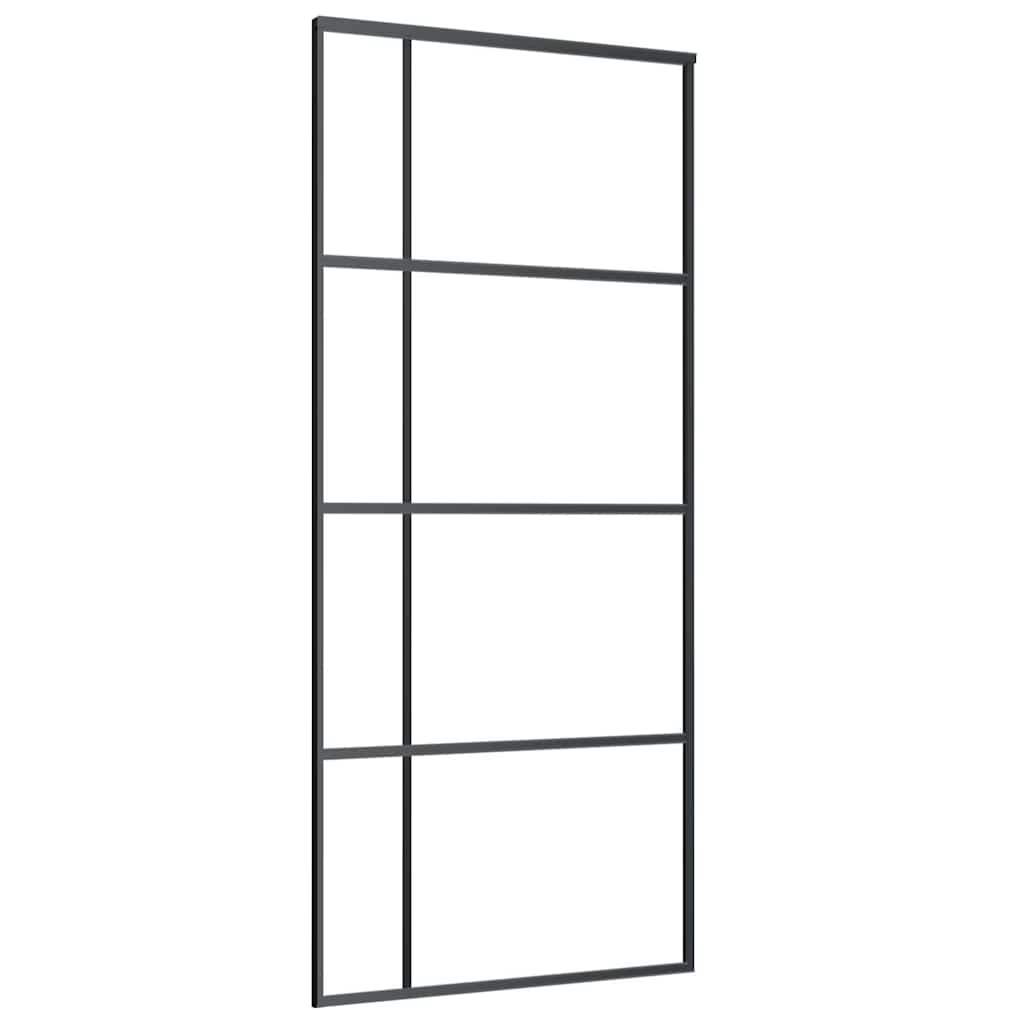 151682 vidaXL Sliding Door ESG Glass and Aluminium 90x205 cm Black