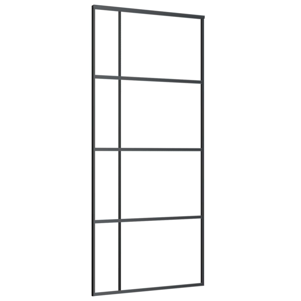 vidaXL Sliding Door Frosted ESG Glass and Aluminium 90x205 cm Black