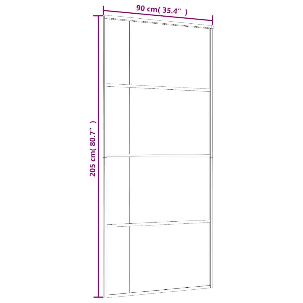 151683 vidaXL Sliding Door Frosted ESG Glass and Aluminium 90x205 cm Black