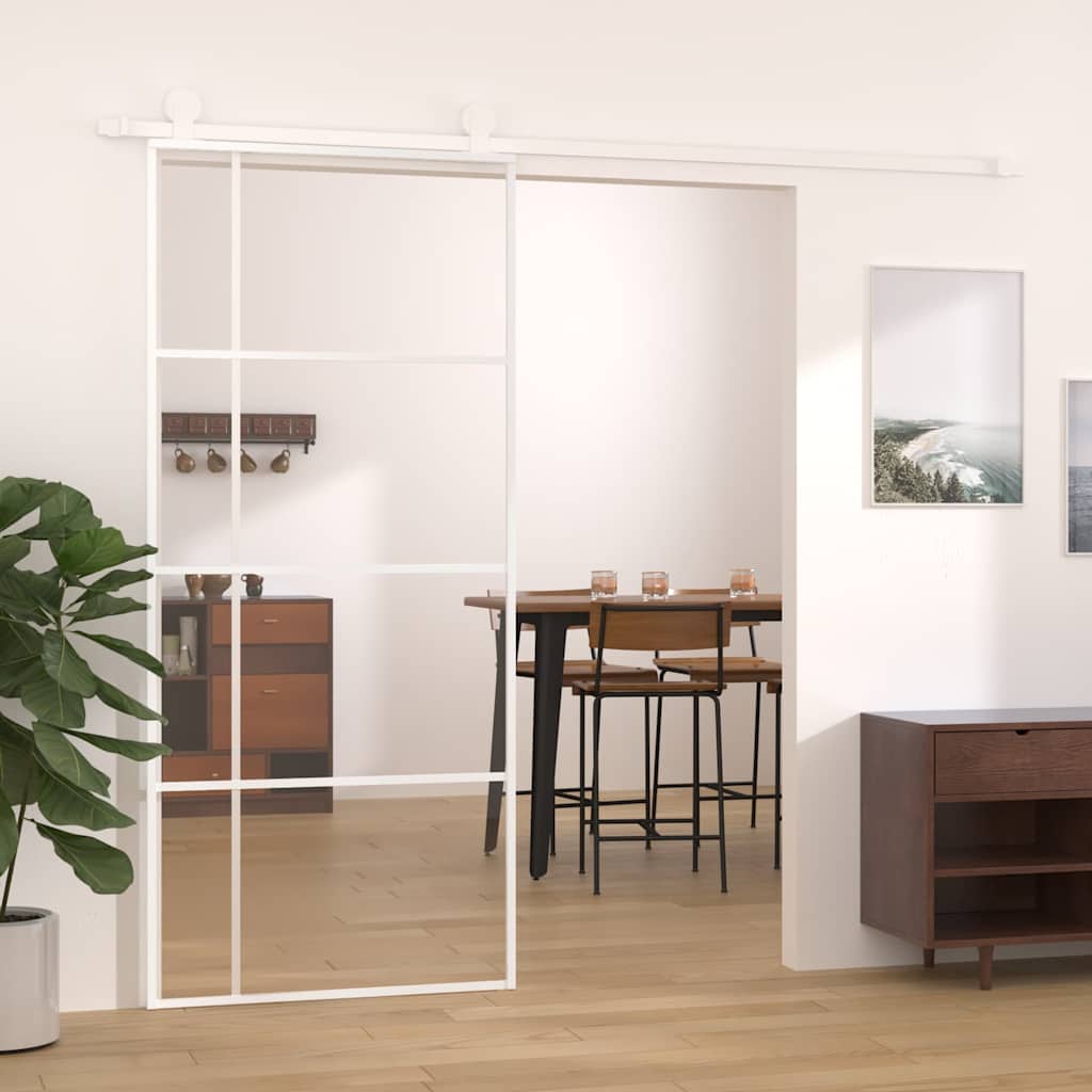 151684 vidaXL Sliding Door ESG Glass and Aluminium 90x205 cm White