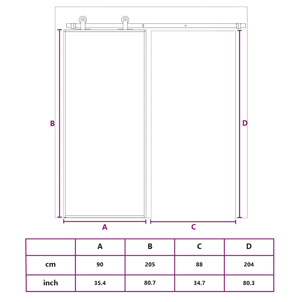 151685 vidaXL Sliding Door Frosted ESG Glass and Aluminium 90x205 cm White