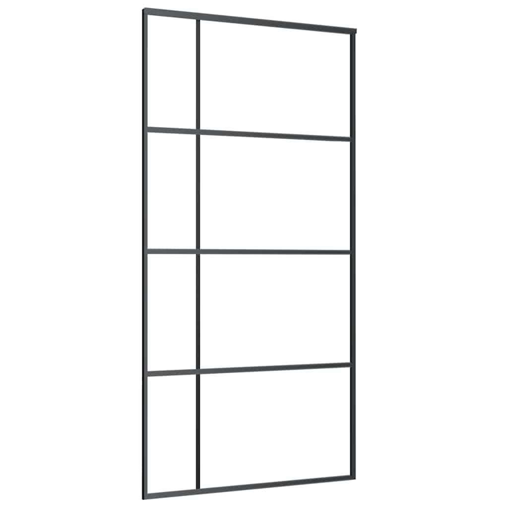 151686 vidaXL Sliding Door ESG Glass and Aluminium 102,5x205 cm Black