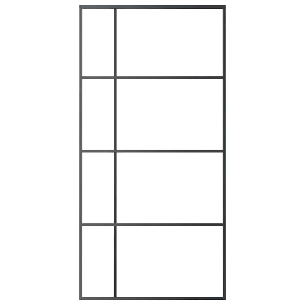 151686 vidaXL Sliding Door ESG Glass and Aluminium 102,5x205 cm Black