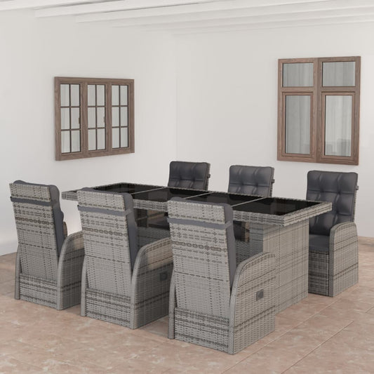 Garden Dining Set | Grey | PE rattan | 7 Piece Set | Removable Covers