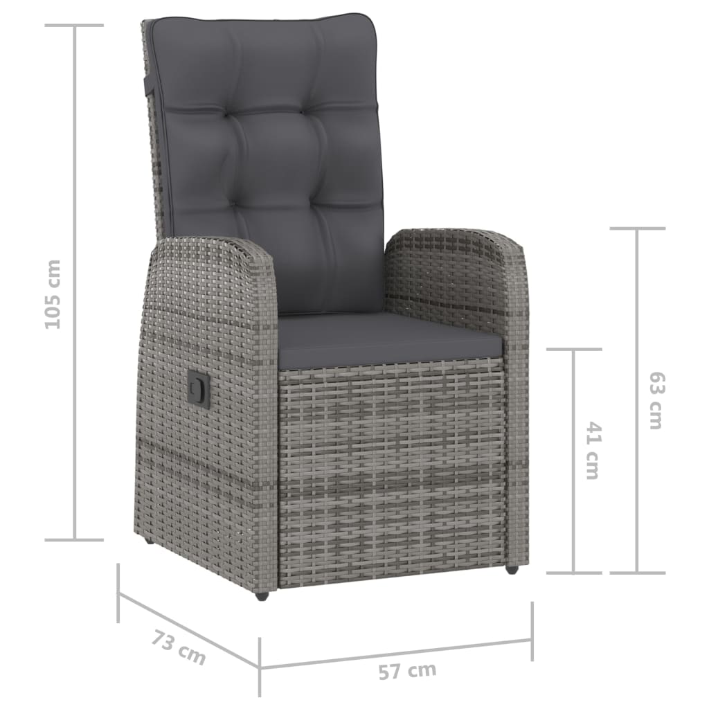 11 Piece Garden Dining Set with Cushions Grey Poly Rattan