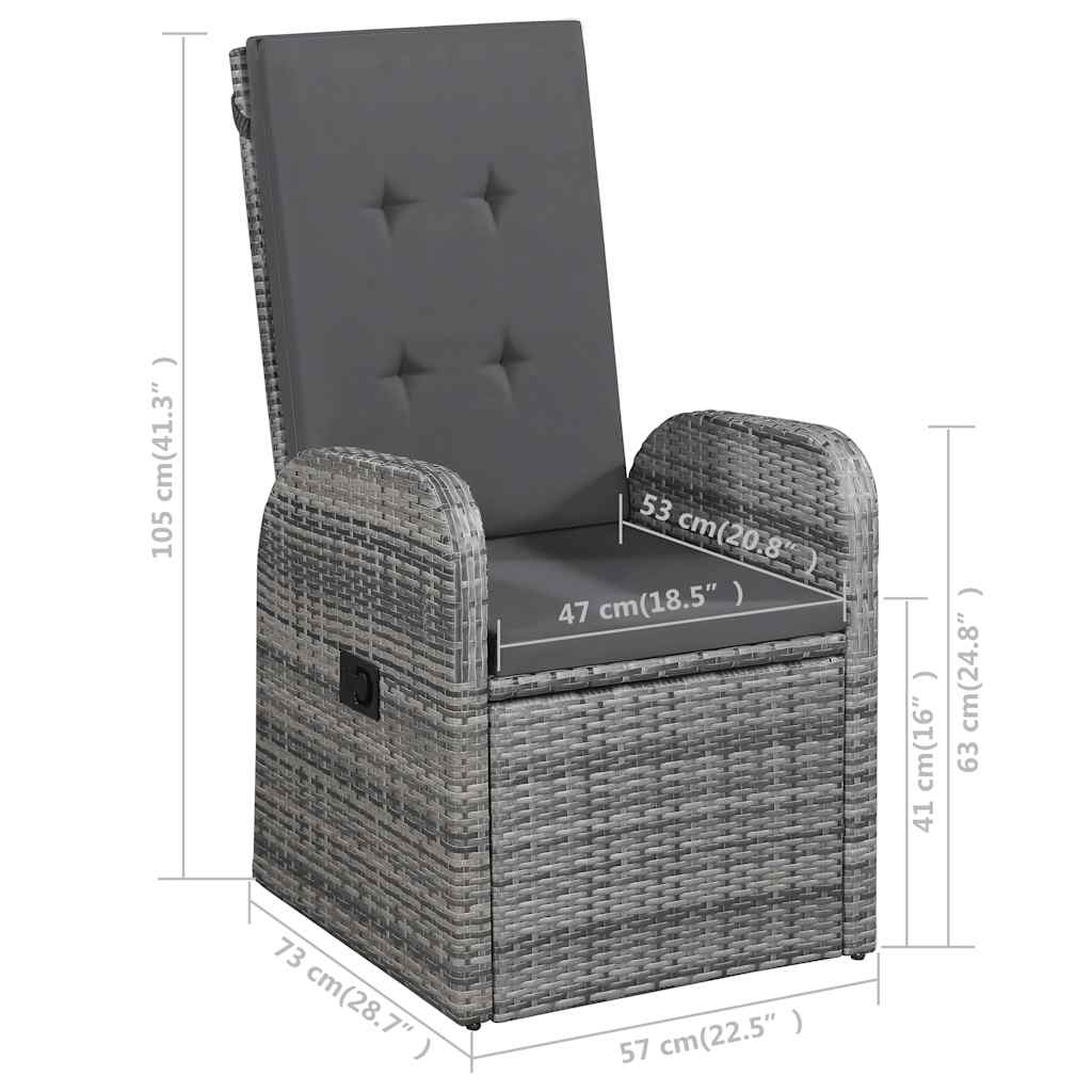 Garden Dining Set | Grey, Dark Grey | PE Rattan | 7 Piece Dining Set