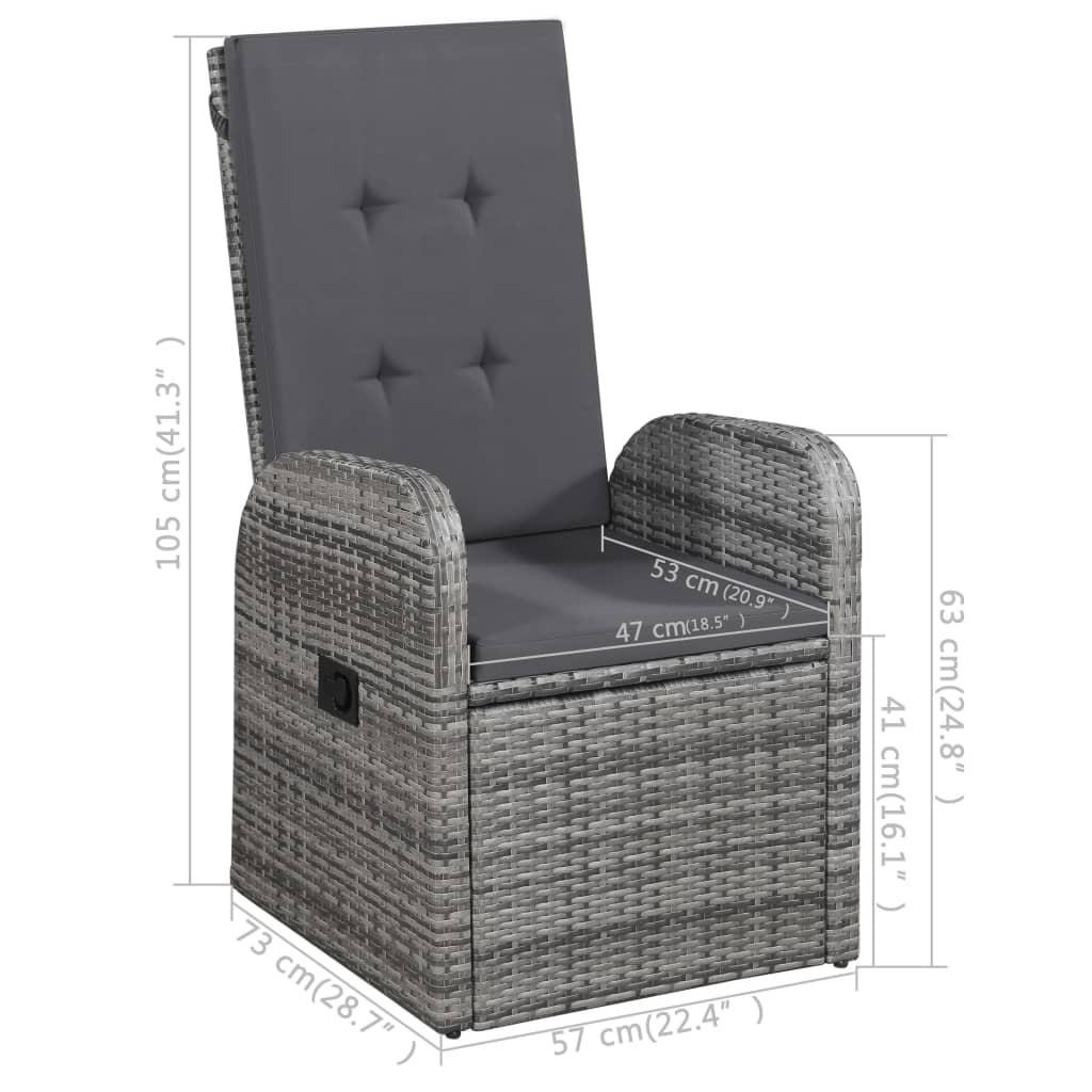 Garden Dining Set | Grey | Poly rattan and solid acacia wood | Medium