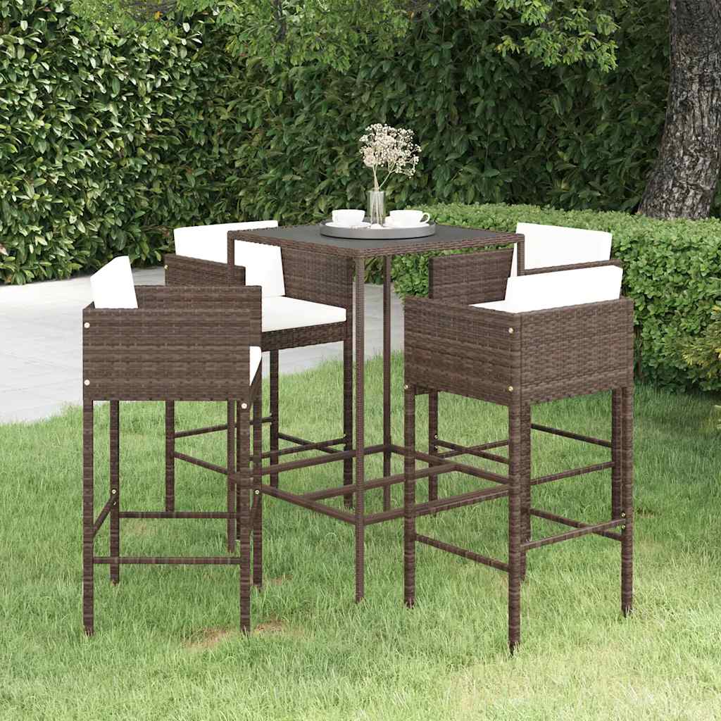 Garden Bar Set | Brown | PE rattan | Medium | Footrest | Garden Bar Set