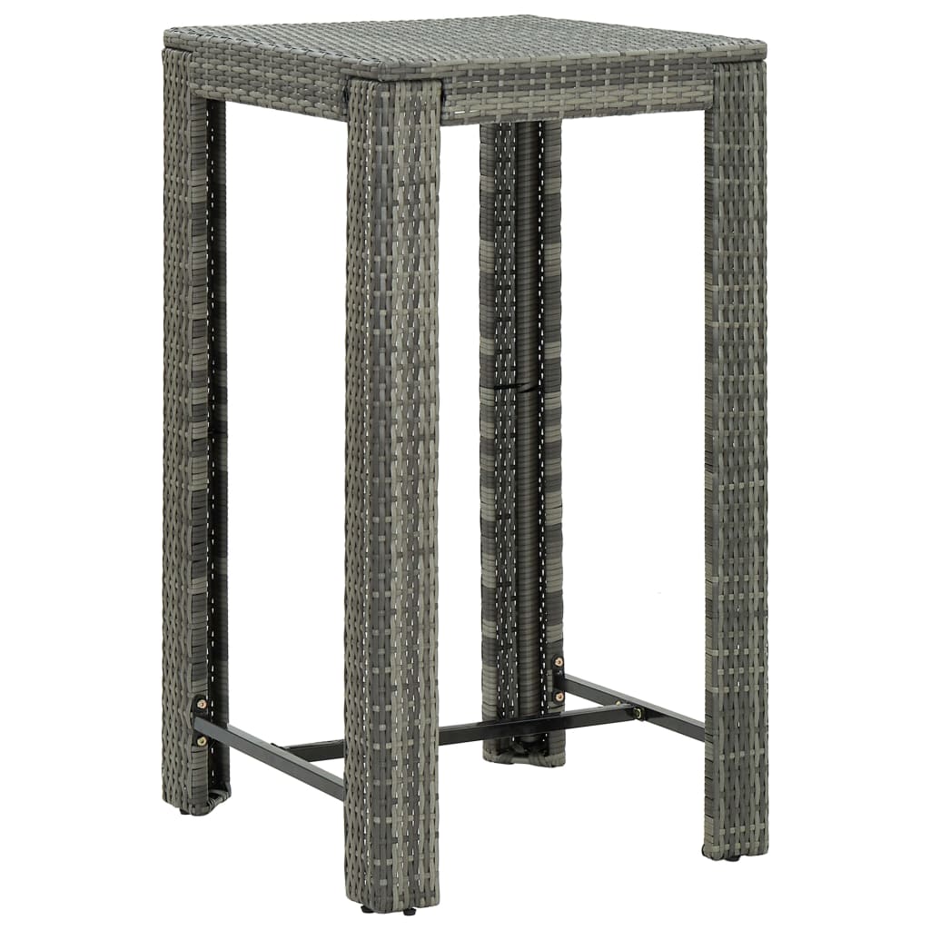 vidaXL 3 Piece Garden Bar Set with Cushions Poly Rattan Grey