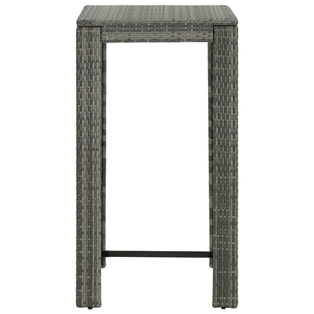 vidaXL 3 Piece Garden Bar Set with Cushions Poly Rattan Grey