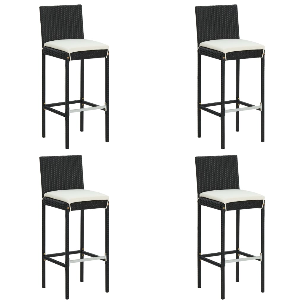 9 Piece Garden Bar Set with Cushions Poly Rattan Black