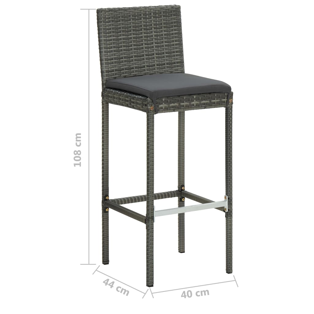 9 Piece Garden Bar Set with Cushions Poly Rattan Grey