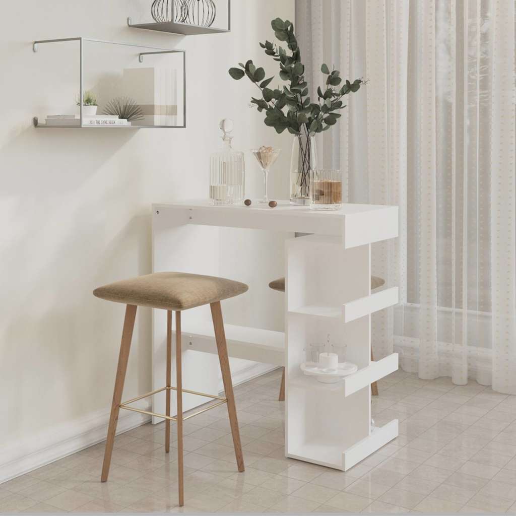 Bar Table with Storage Rack White 100x50x101.5 cm