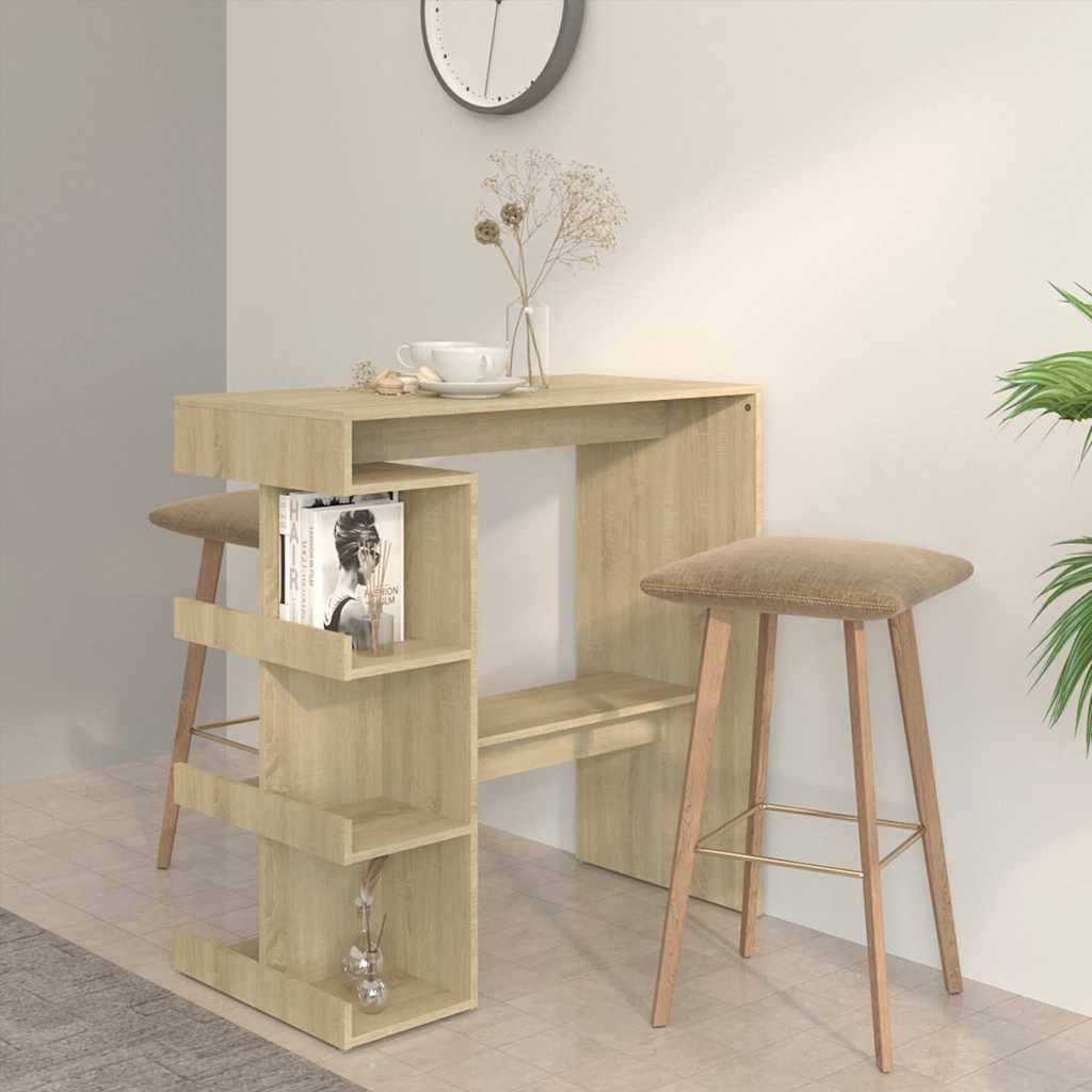 Bar Table with Storage Rack Sonoma Oak 100x50x101.5 cm Engineered Wood