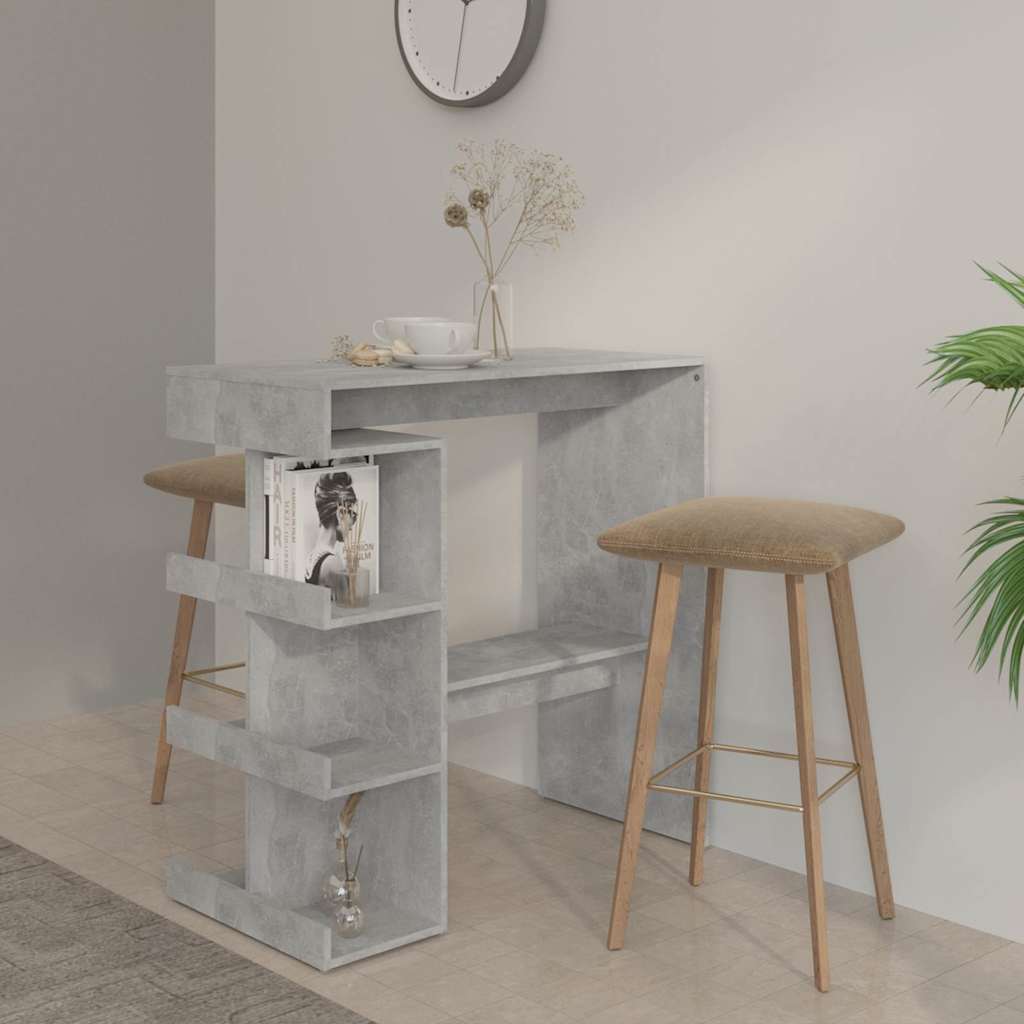 Bar Table with Storage Rack Concrete Grey 100x50x101.5cm