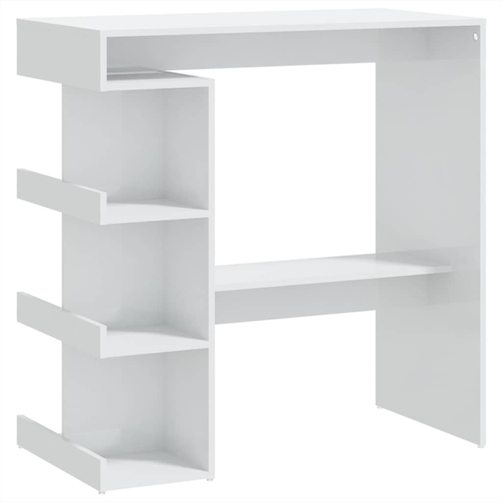 Bar Table with Storage Rack High Gloss White 100x50x101,5 cm