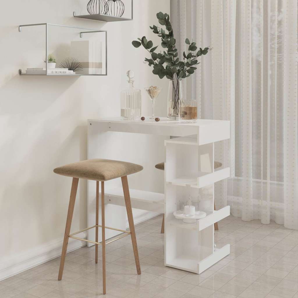 Bar Table with Storage Rack High Gloss White 100x50x101,5 cm