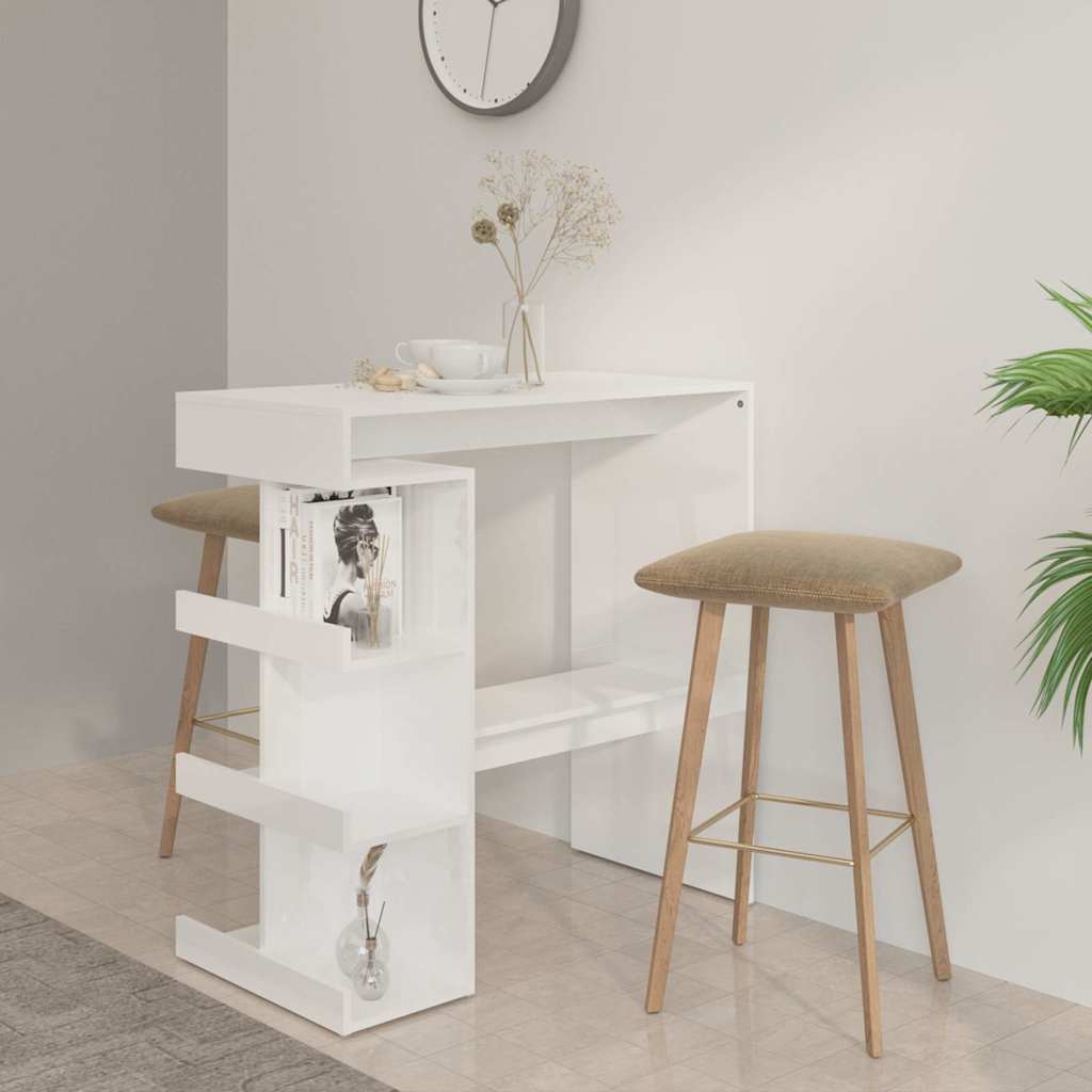 Bar Table with Storage Rack High Gloss White 100x50x101,5 cm