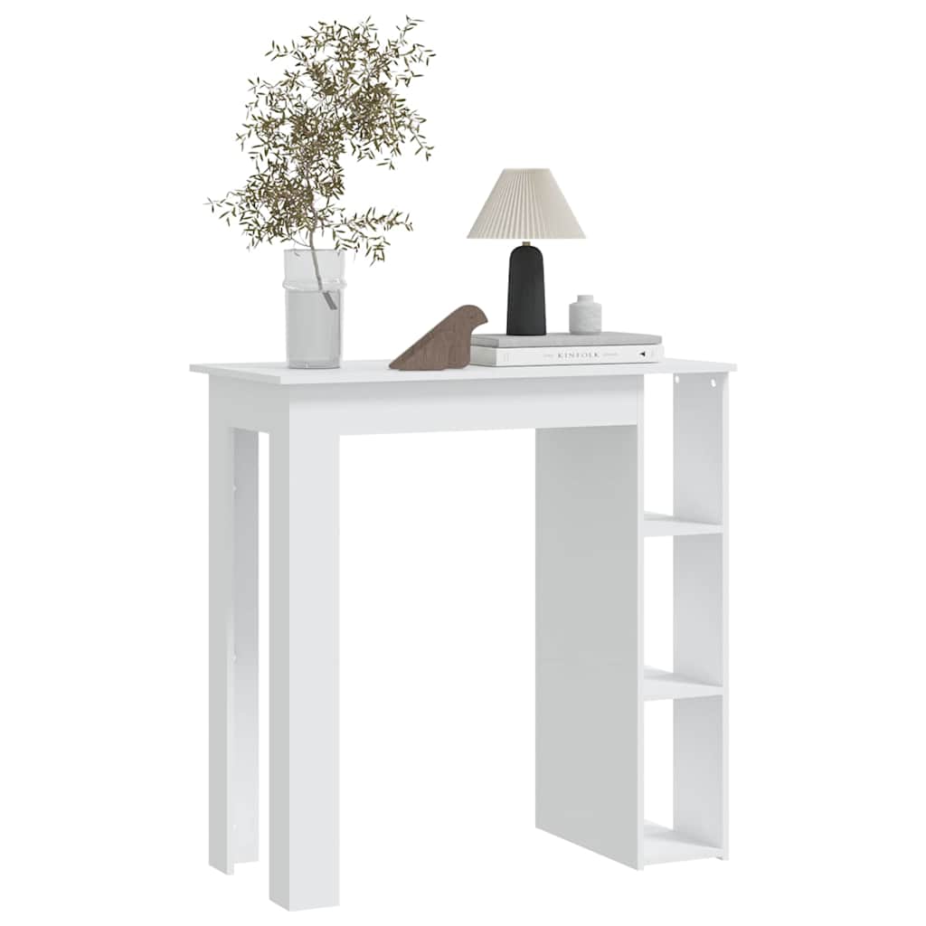 809458 vidaXL Bar Table with Shelf White 102x50x103,5 cm Engineered Wood