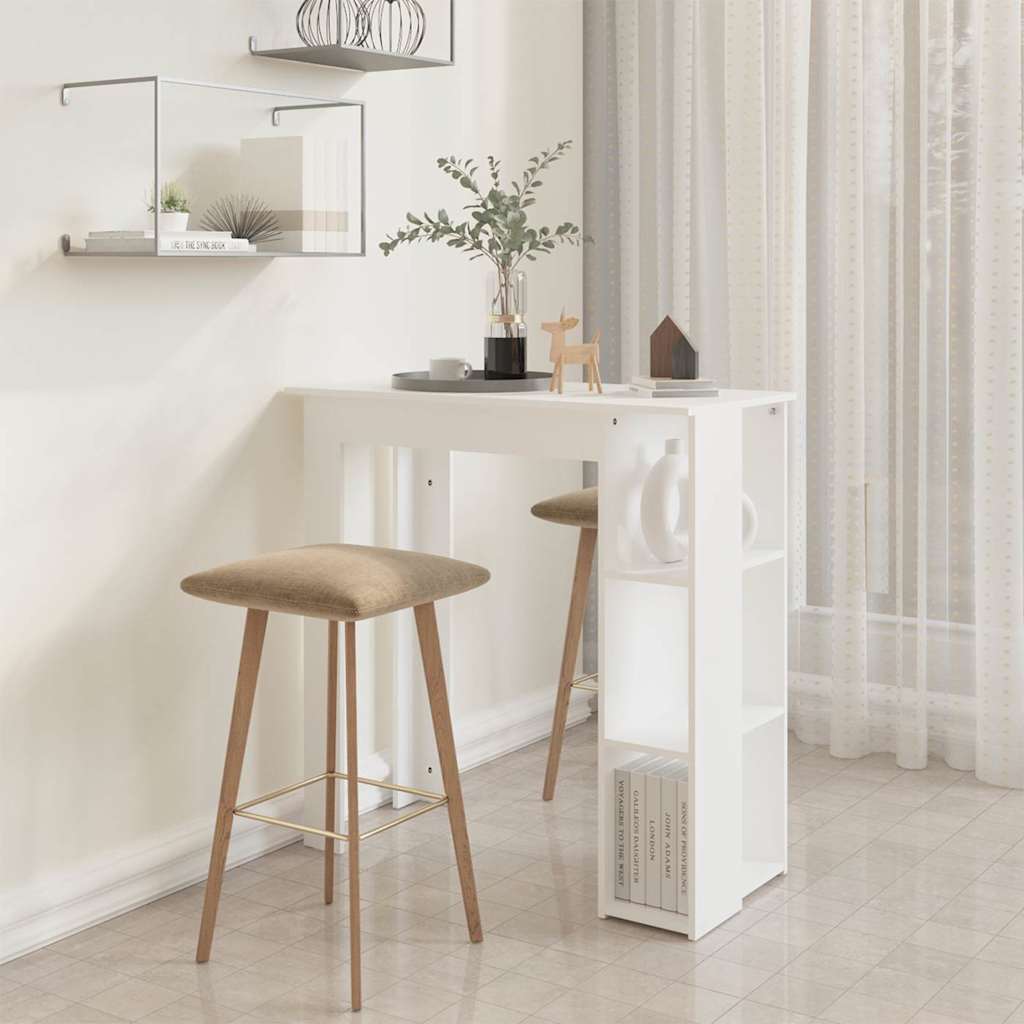 809458 vidaXL Bar Table with Shelf White 102x50x103,5 cm Engineered Wood